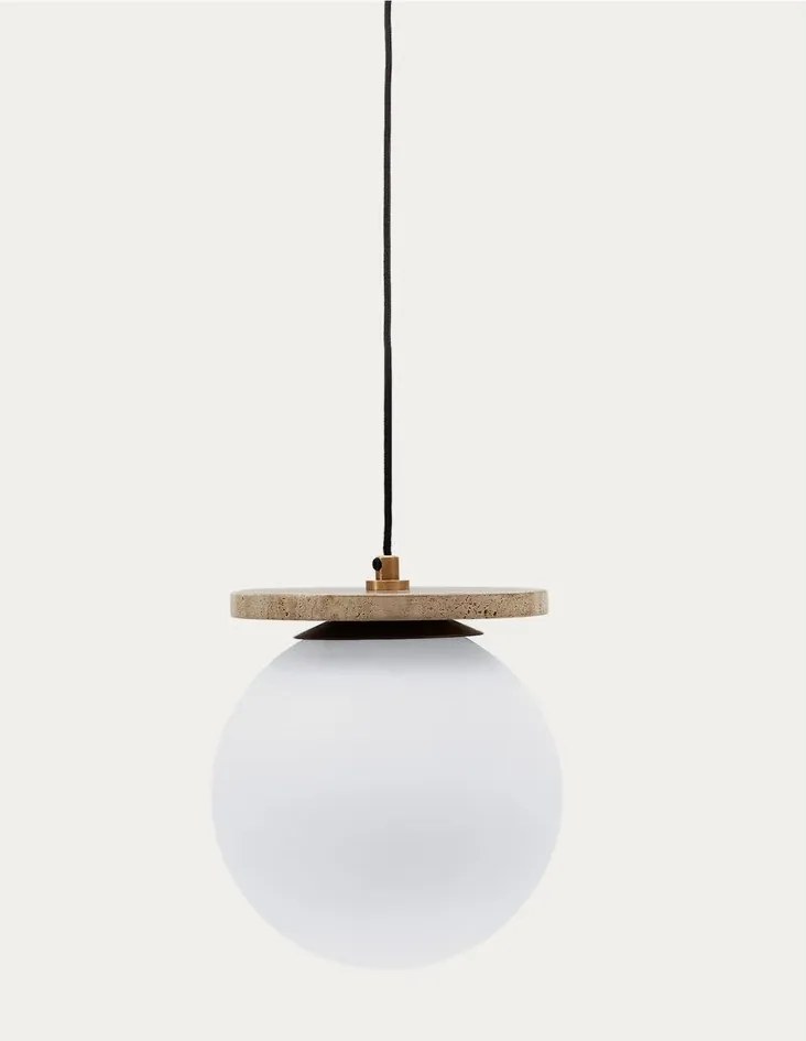 Biała lampa wisząca ze szklanym kloszem ø 20 cm Malachi – Kave Home