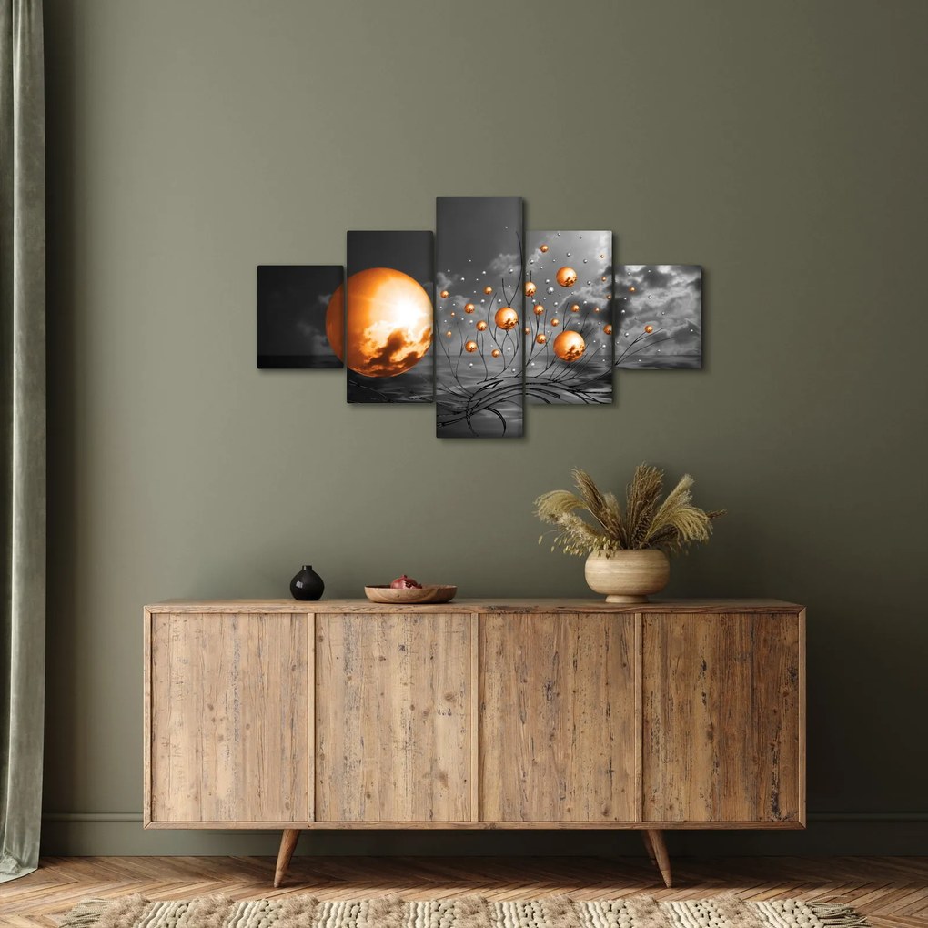 Obraz pomarańczowych abstrakcyjnych kul (125x70 cm)