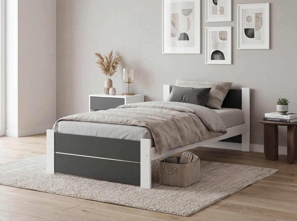 Łóżko IKAROS DOUBLE 80 x 200 cm, antracyt/biały Stelaż: Bez stelaża, Materac: Bez materaca