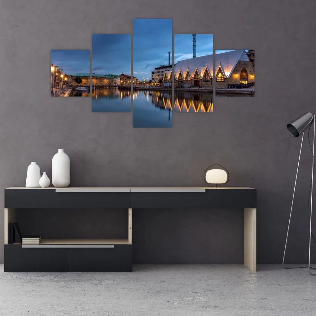 Obraz kanału wodnego - Göteborg (125x70 cm)