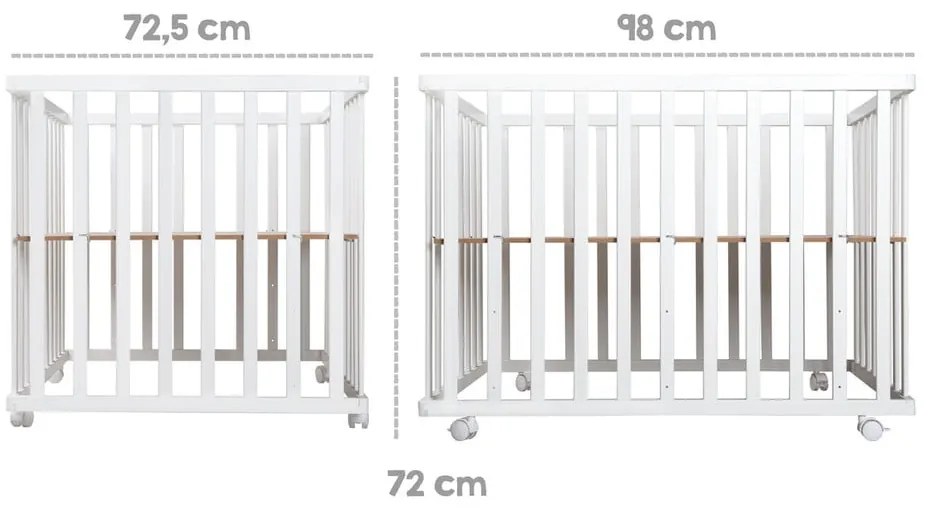 Biały kojec dla dzieci na kółkach 100x75 cm Style – Roba