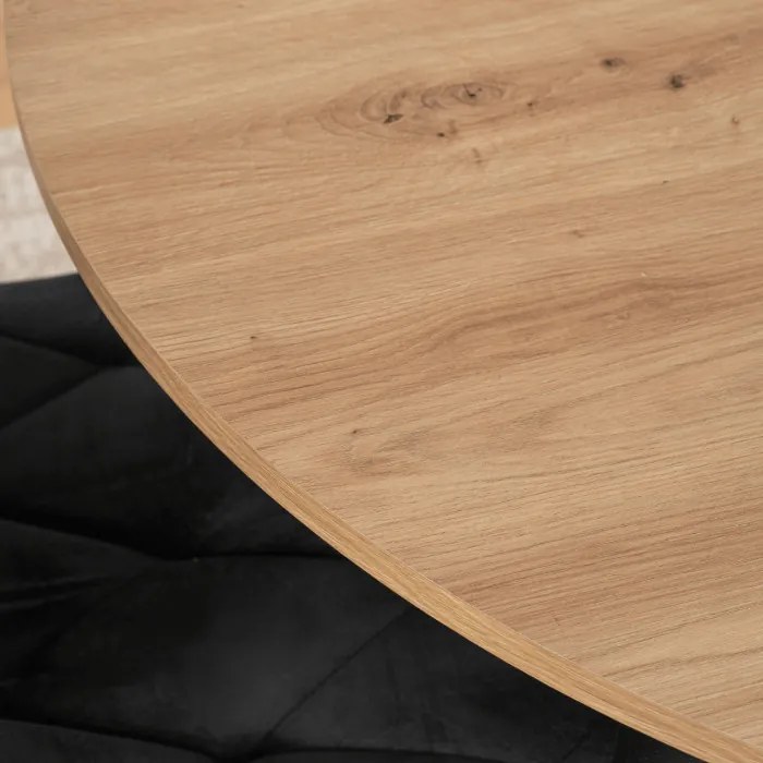 Stół Okrągły Rozkładany HARRY 102-142 cm Dąb Artisan/Czarny Nowoczesny