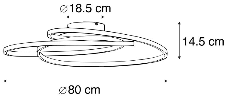 Lampa sufitowa stalowa 80 cm z LED o 3-stopniowej regulacji jasności - RowinDesignerski Oswietlenie wewnetrzne