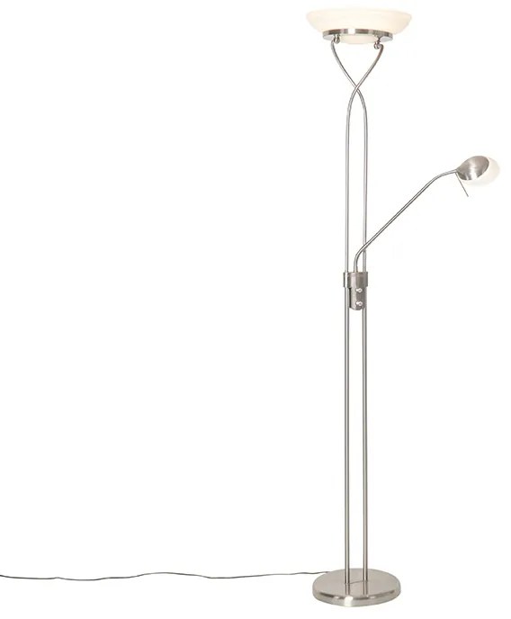 Lampa podłogowa ze stali z wbudowanym LED i ściemniaczem z lampką do czytania - Empoli Nowoczesny Oswietlenie wewnetrzne