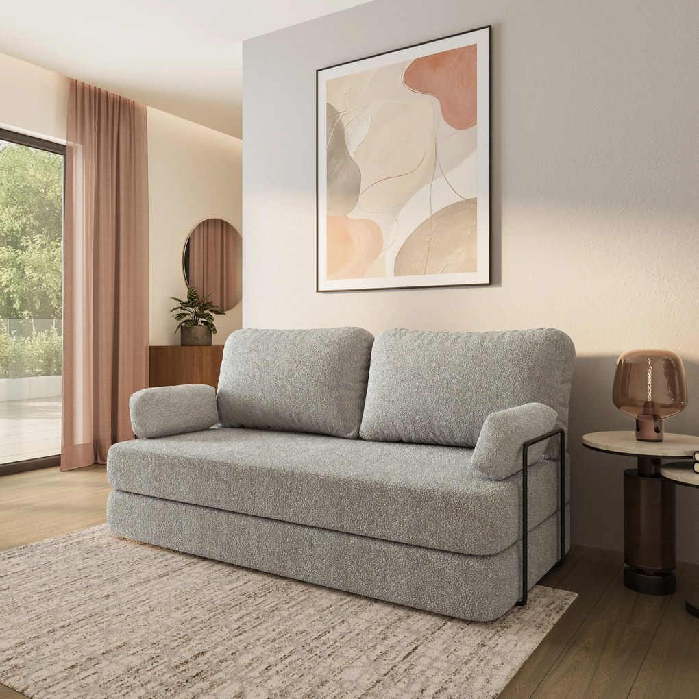Masseno Sofa piankowa NIKSI z funkcją spania - Jasnoszary - QUELLE 83 / Ze stelażem