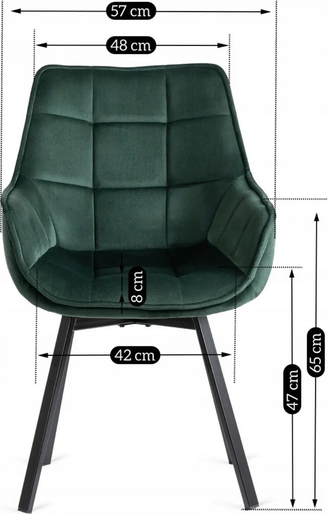 Krzesło Tapicerowane Obrotowe do Salonu LUNA Zielone Welurowe Nowoczesne Loft