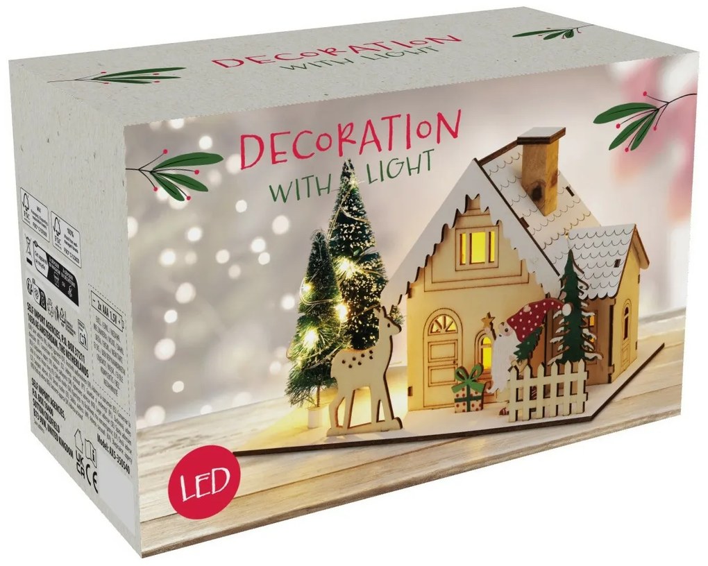 Dekoracja świąteczna LED Domek zimowy, 20 x 10 x 12,5 cm, dekor 2