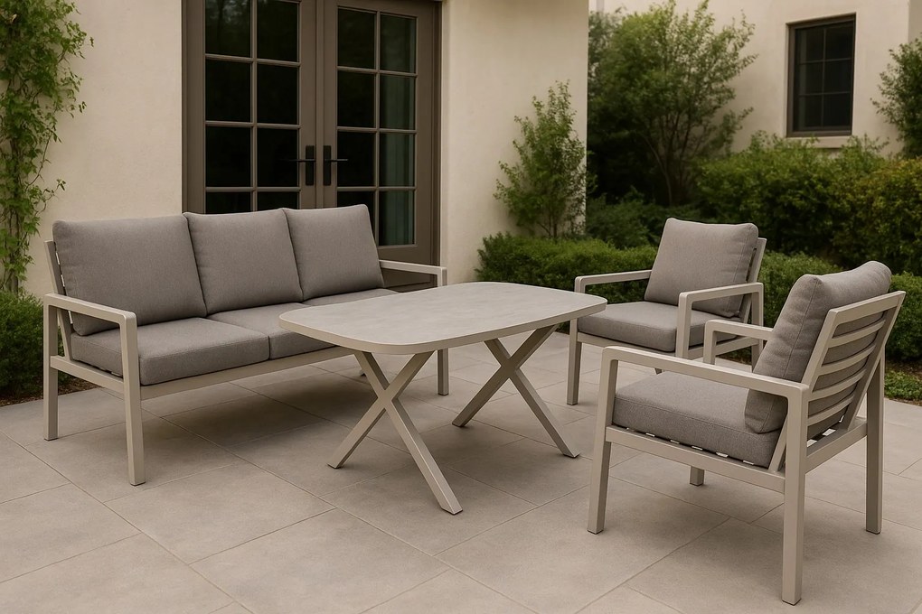 Doppler LIFE mocca - ogrodowy zestaw aluminiowy