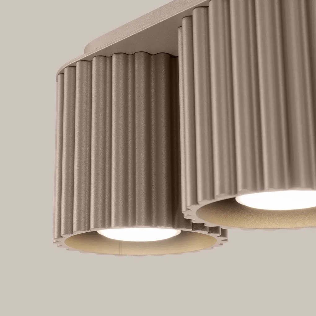 Plafon dwupunktowy AURA 2 taupe GU10 ryflowany SOLLUX LIGHTING
