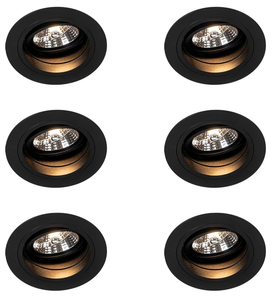 Zestaw 6 Nowoczesna oprawa do wbudowania okrągła biała regulowana - Chuck 70