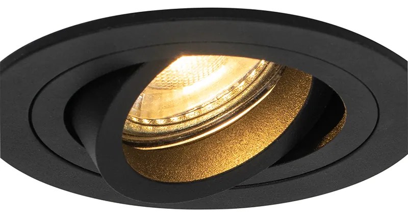 Zestaw 6 nowoczesnych reflektorów wpuszczanych czarnych - Rondoo