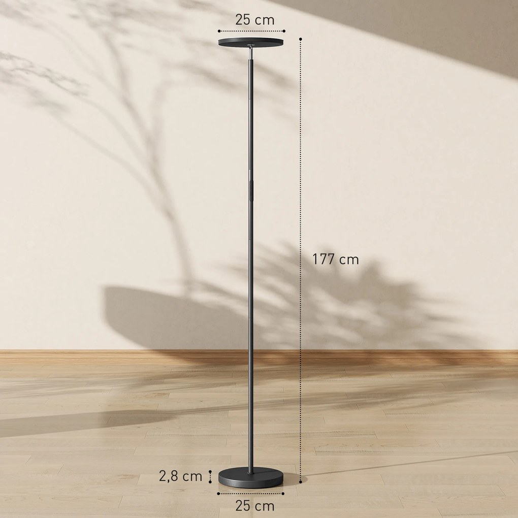 HOMCOM Lampa stojąca RGB Uplighter, ściemnialna z pilotem i sterowaniem dotykowym, obracana głowica 350°, czarna | Aosom PL