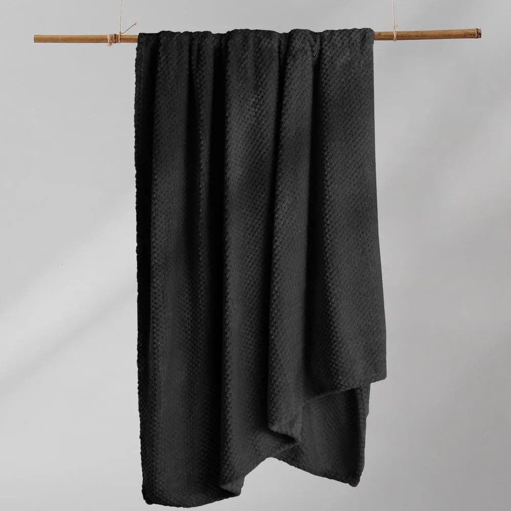 Czarny koc z mikrowłókna DecoKing Henry, 170x210 cm