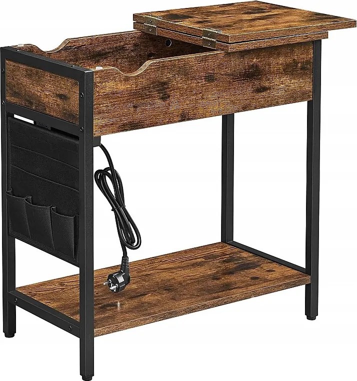 Stolik kawowy Valora Rustic Brown Loft Style z półką | Vintage