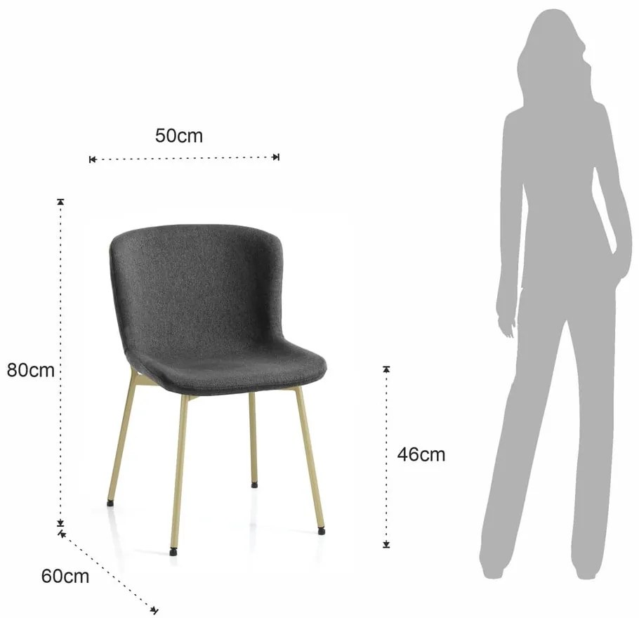 Ciemnoszare krzesła zestaw 2 szt. Snug – Tomasucci