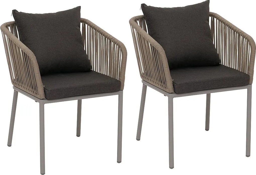 Krzesło ogrodowe MCW-N41 (zestaw 2 sztuk),  szary, ciemnoszara poduszka