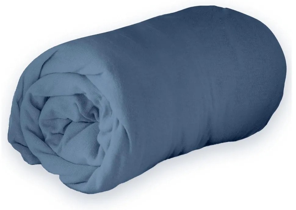 Ciemnoniebieskie dżersejowe prześcieradło z gumką 90x190 cm Jersy – douceur d'intérieur