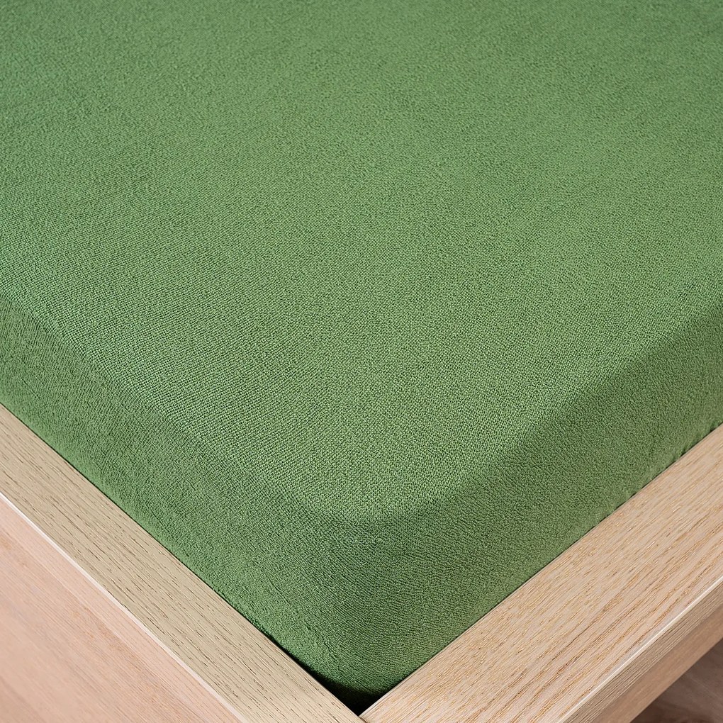 4Home prześcieradło frotte zielony oliwkowy, 160 x 200 cm