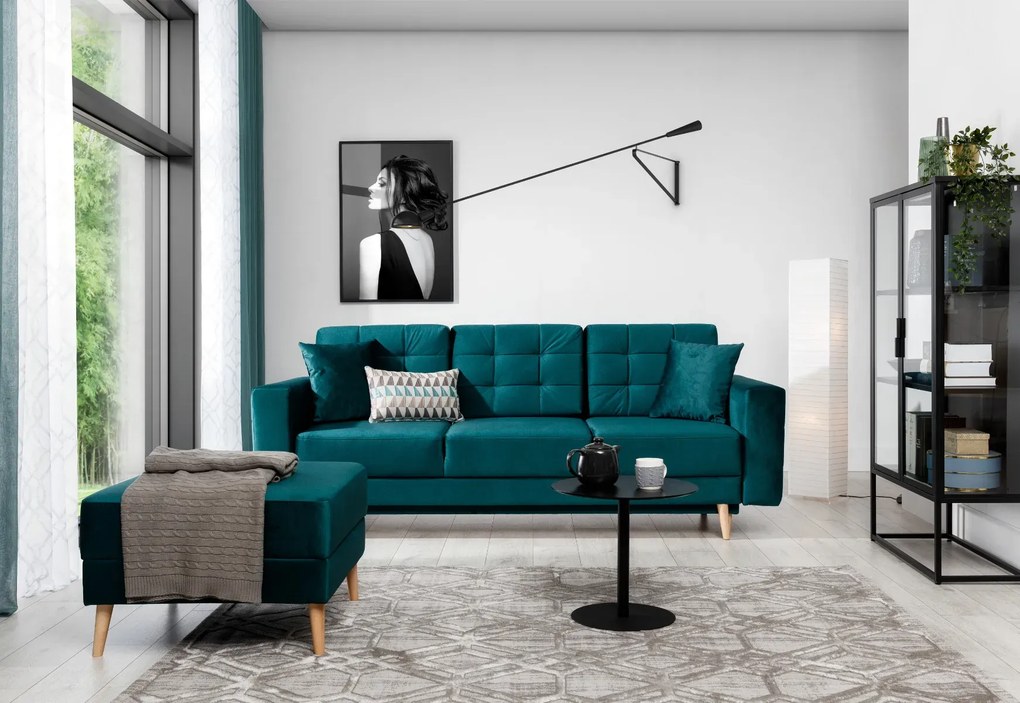 Sofa rozkładana z funkcją spania ASGARD VELVET zielona ELTAP