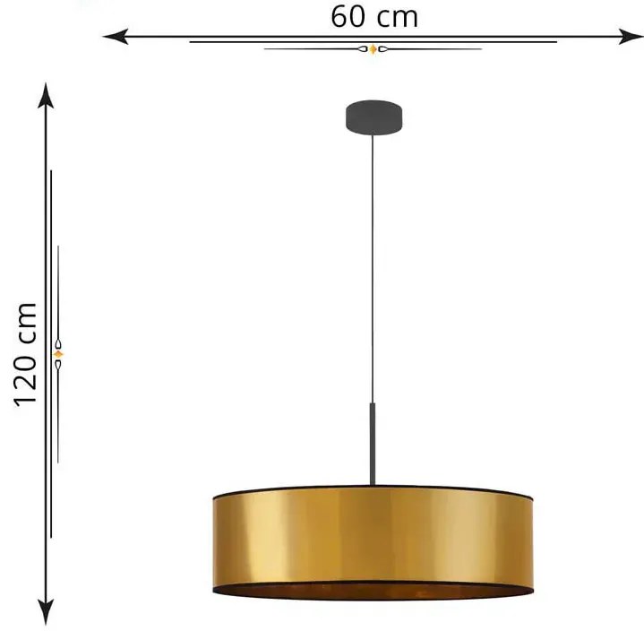Złoty żyrandol z abażurem walec 60 cm - EX874 R2-K09