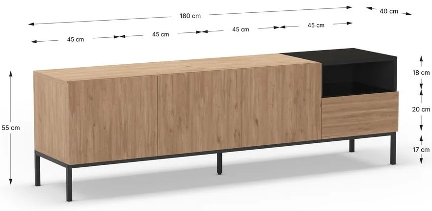 Szafka pod TV w naturalnym kolorze 180x55 cm Cailin – Marckeric