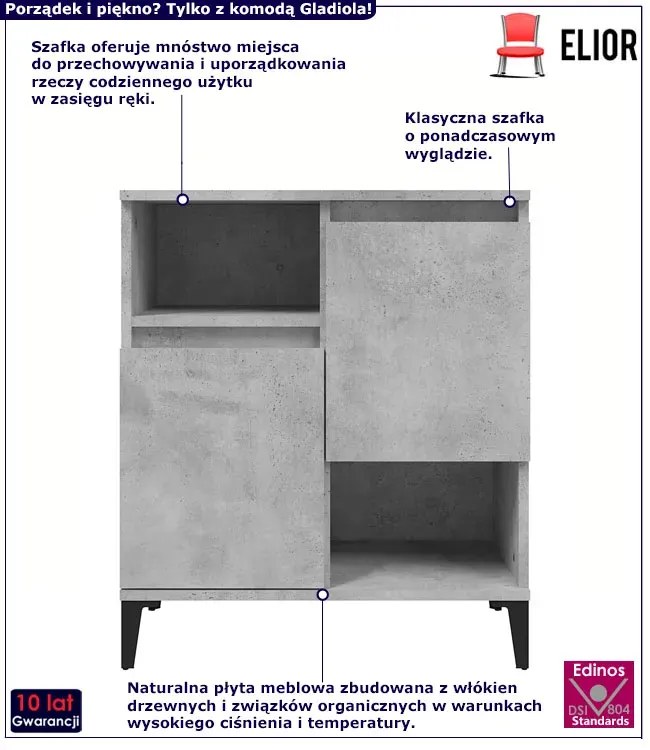2 sztuki komód na nóżkach beton - Doen