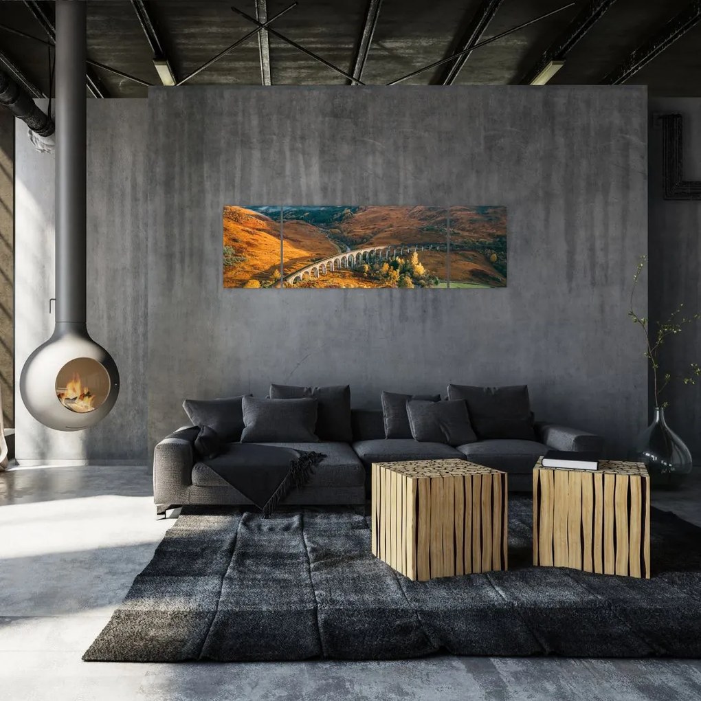 Obraz mostu w szkockiej dolinie (170x50 cm)