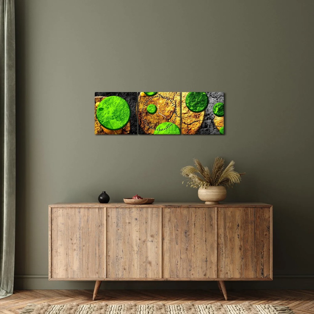 Obraz abstrakcji - Kule (z zegarem) (90x30 cm)