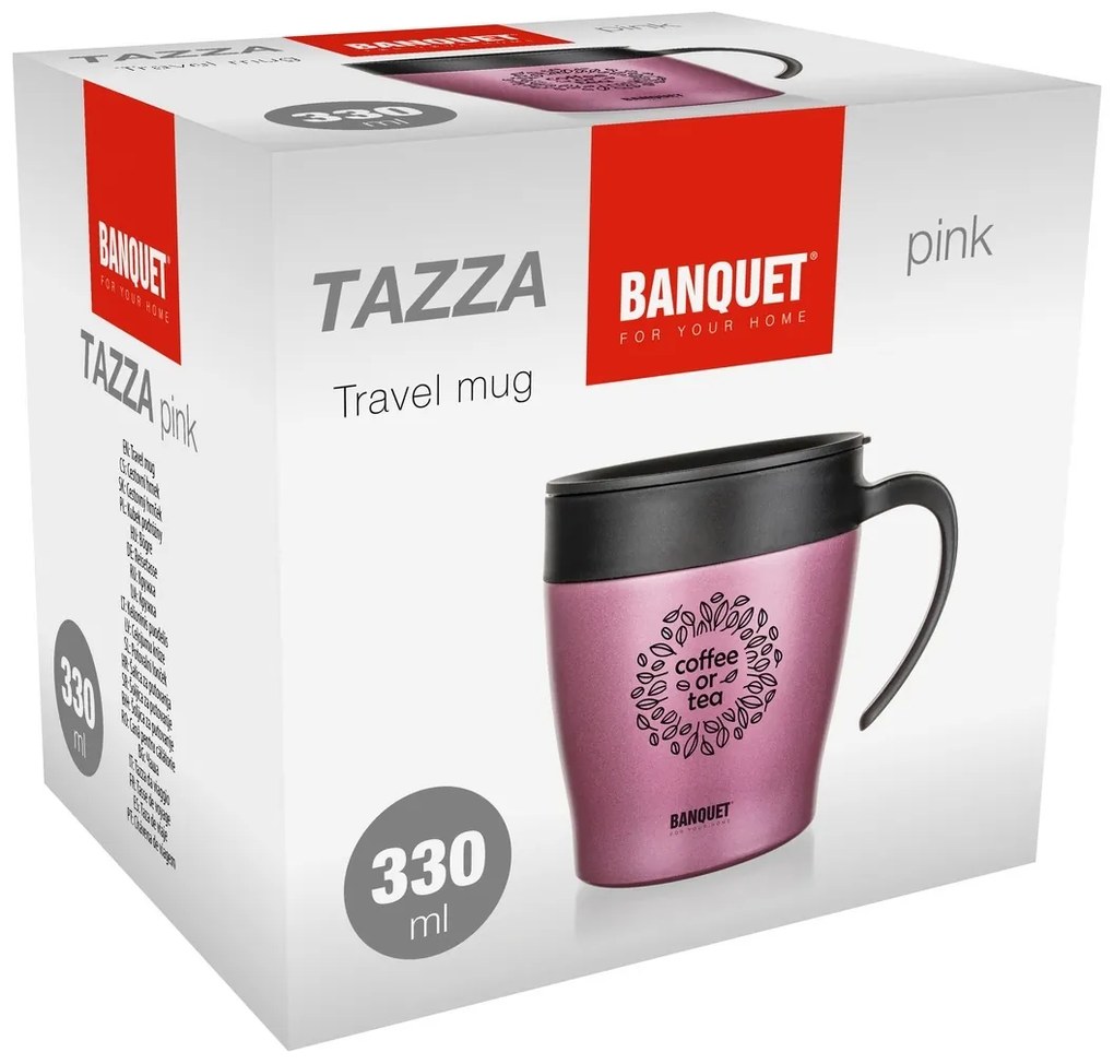 Banquet Kubek termiczny podróżny TAZZA 330 ml,różowy