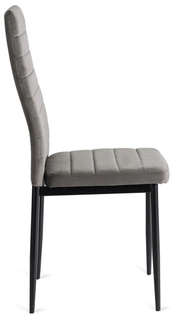Zestaw Stół Rozkładany SKUBI 120-160 cm Dąb Craft/Czarny i 6 Krzeseł NARIS Szare Welurowe