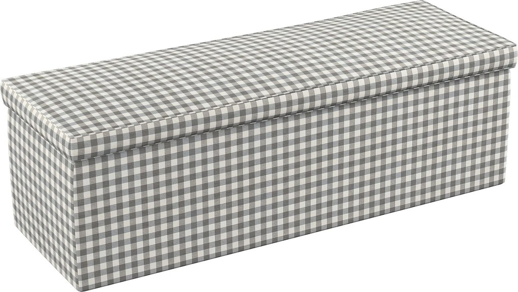 Skrzynia tapicerowana kolor szary tkanina wzorzysta