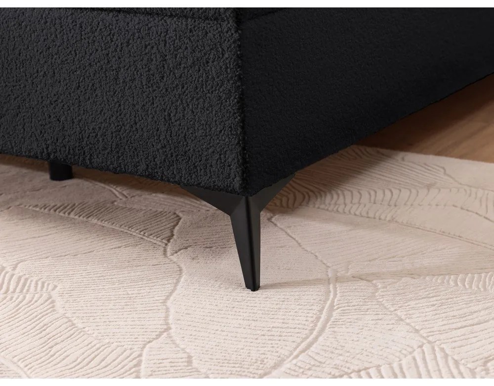 Czarne łóżko kontynentalne ze schowkiem 180x200 cm Ornes – Ropez