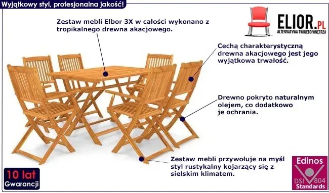 Brązowy 7-częściowy zestaw mebli ogrodowych – Persa 3X