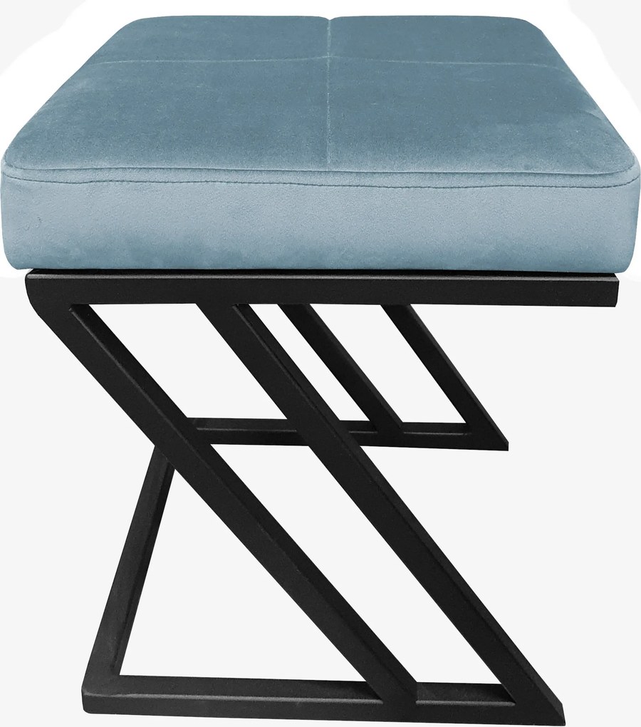 Pufa ZETA tkanina Welur loft ławka podnóżek metal : Kolor Stelaża - Czarny , Kolor tkaniny - VELVET - BL06, Typ tkaniny - Velvet