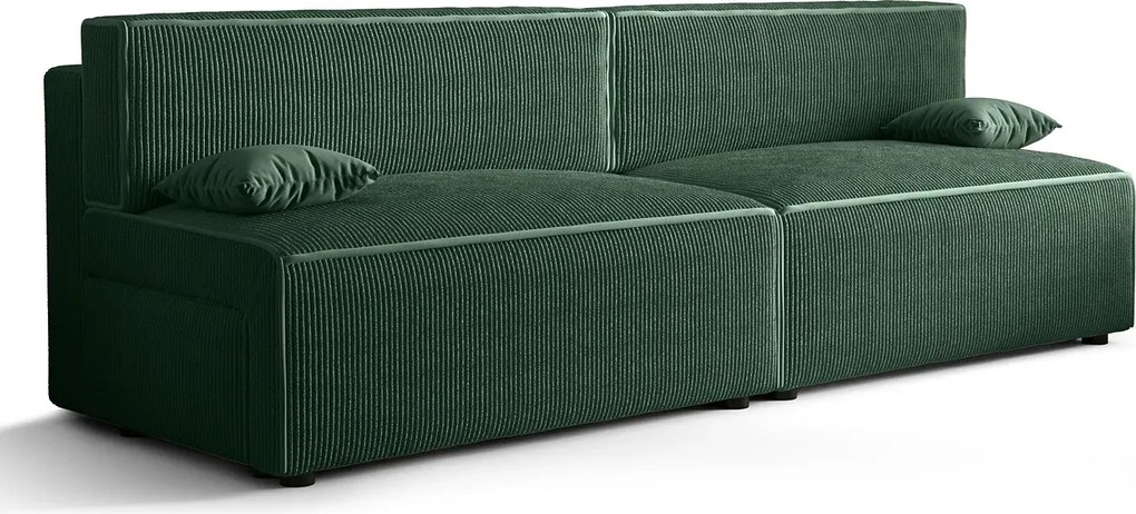 Zielona rozkładana sztruksowa sofa z funkcją spania A5-D08
