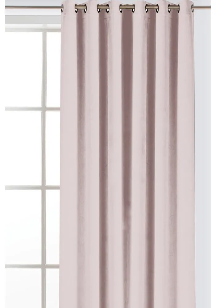 Jasnoróżowa aksamitna zasłona częściowo zaciemniająca (dimout) 140x300 cm Velto – Filumi