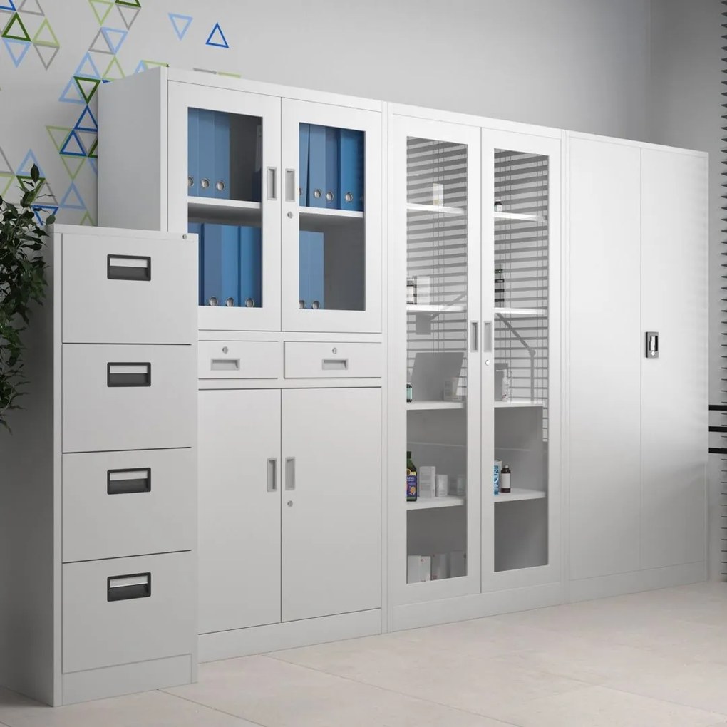 Szafa biurowa na akta szeroka Jan II 115x40x185 cm biała