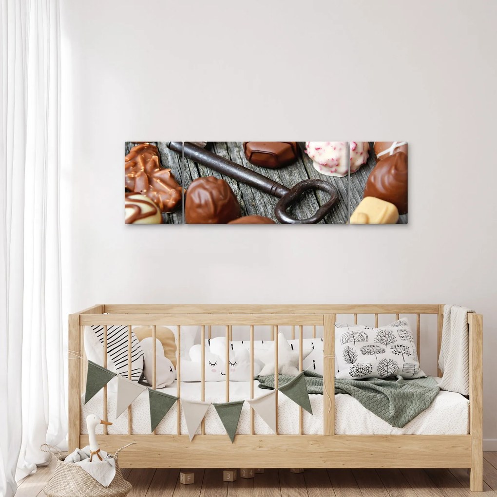 Obraz czekolady i kluczy (170x50 cm)