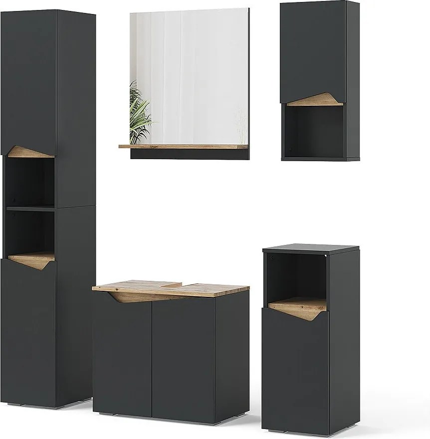 Zestaw mebli łazienkowych antracyt 60x35x57 marelle