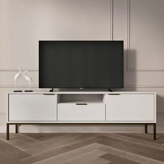 Biała Szafka Pod Tv Na Czarnych Nóżkach 175 Cm F4-D82