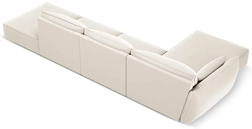 Beżowy aksamitny narożnik (lewostronny/z szezlongiem) Vanda – Mazzini Sofas