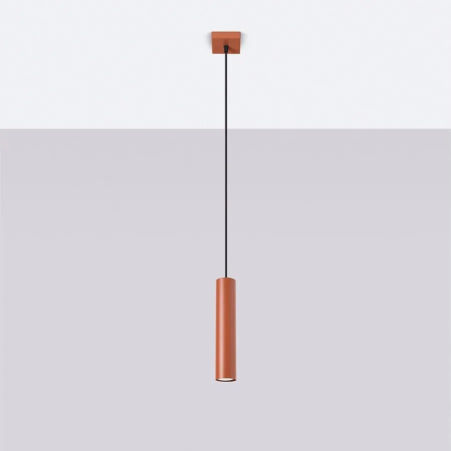Lampa wisząca loft Toris, stal - 1 źródło światła 4000K - L.8 x H.118 cm - ochra czerwona