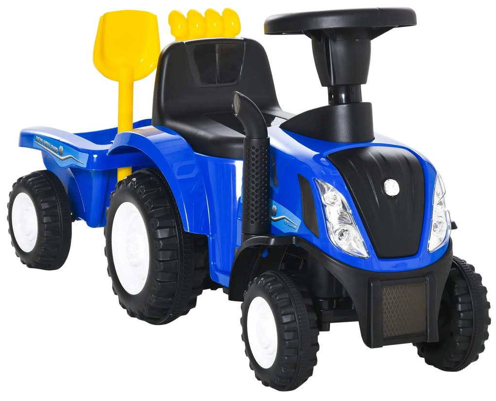 NEW HOLLAND Jeździk dla dzieci Auto chodzik z klaksonem w kolorze niebieskim Tworzywo sztuczne i metal | Aosom PL