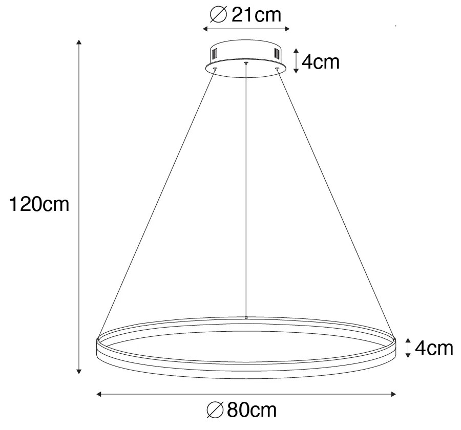 Designerska lampa wisząca biała 80 cm z wbudowanym LEDem o 3-stopniowej regulacji jasności - Anello Nowoczesny Oswietlenie wewnetrzne