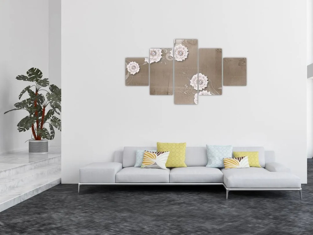 Obraz - Draperie z kwiatami (125x70 cm)