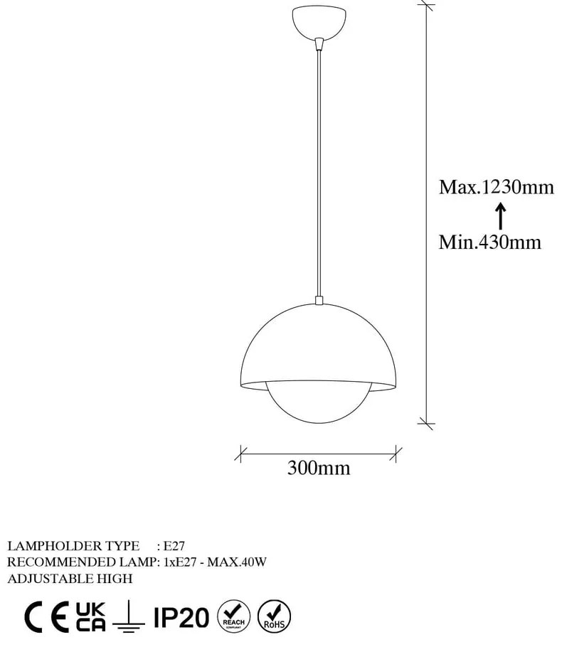 Lampa wisząca w kolorze złota ze szklanym kloszem ø 20 cm Camgoz – Opviq lights