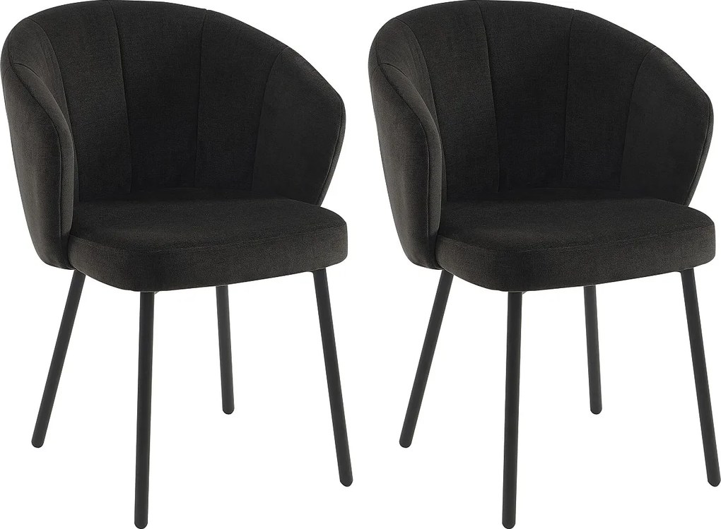 Zestaw 2 krzeseł z tkaniny i metalu - Czarne - TANURY