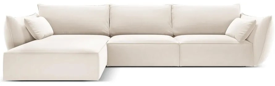 Beżowy aksamitny narożnik (lewostronny/z szezlongiem) Vanda – Mazzini Sofas