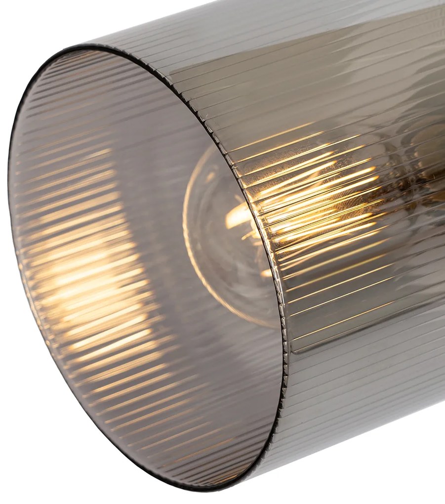 Plafon / Reflektorek / Spot / Spotow / Lampy sufitowe z reflektorami czarny z przydymionym szkłem 4-światła regulowane - Laura ArtDeco Oswietlenie wewnetrzne
