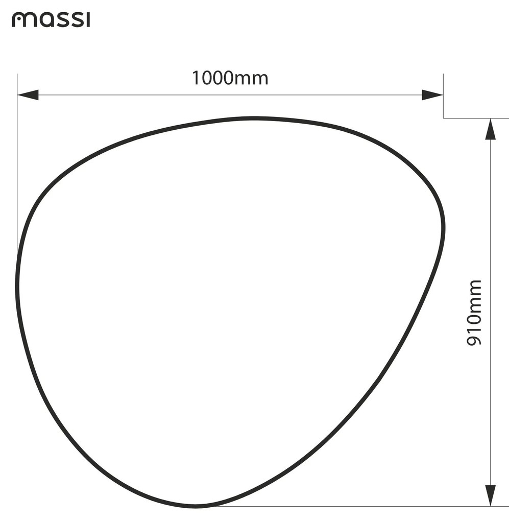 Lustro o nieregularnym kształcie oszlifowane podświetlane plama MOIRA LED | Różne rozmiary : Kolor tafli szkła - Grafit, Rozmiar - 70 x 51 cm